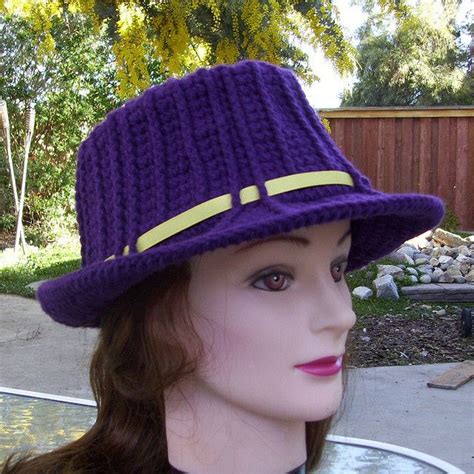 Purple Crocheted Unisex Fedora | Crochet adult hat, Crochet, Crochet ...