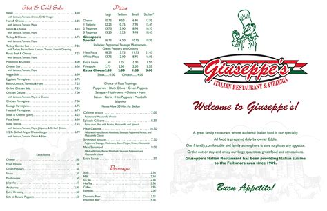 Giuseppe's Italian Restaurant a Treasure Coast: Foto del Menu con Prezzi - Urbanspoon/Zomato