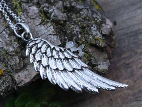 Wings Necklace Sterling Silver Angel Wing Pendant on Sterling Silver ...