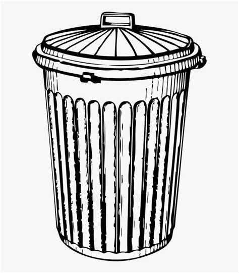 Vector Clip Art - Trash Can Black And White PNG Image | Transparent PNG ...