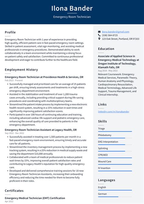 Top 18 Emergency Room Technician Resume Objective Examples