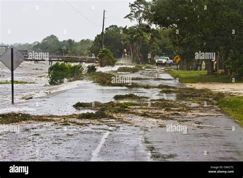 Debris washed over the road as Tropical Storm Debby hits Cedar Key ...