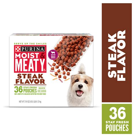 Purina Moist & Meaty Wet Dog Food, Steak Flavor, 36 ct. Pouch - Walmart.com