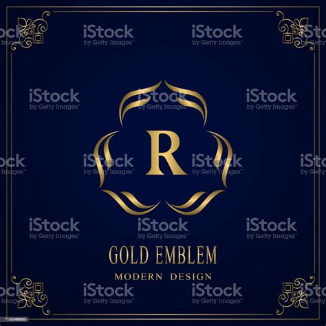 Gold Monogram Letter R Graceful Emblem Template Simple Logo Design For ...