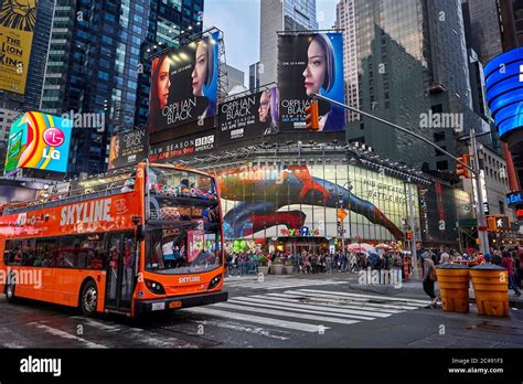 Hop On Hop Off city tour bus on Times Square. Manhattan, New York City, USA Stock Photo - Alamy