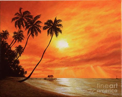 Hawaii Sunset Painting by Axel Cedeno - Fine Art America