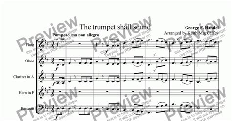 Handel: The Trumpet Shall Sound, arr Wind Quintet - Download PDF file