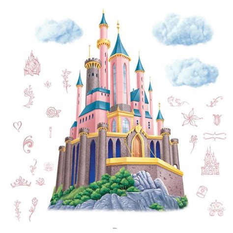 RoomMates Disney Princess Castle XL Pink Abstract Giant Wall Decal with ...