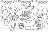 Animal birthday party coloring Page Vector 25345308 Art At Vecteezy sketch template