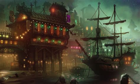 ArtStation - Belgarde port city - World of Twilight Monk art book, Trent Kaniuga | Fantasy city ...