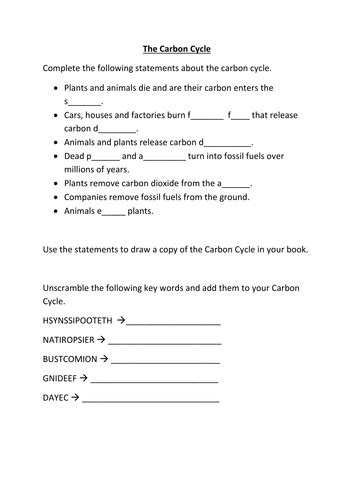 Carbon cycle worksheet - building the carbon cycle | Teaching Resources