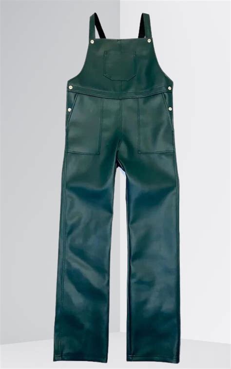 Dark Green Leather Overalls Women