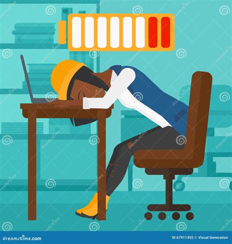 Employee Sleeping at Workplace. Stock Vector - Illustration of character, cartoon: 67911455