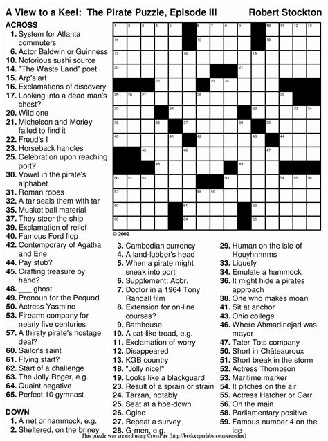 Daily Crossword Puzzle Printable – Jowo - Free La Times Crossword ...