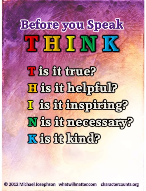 QUOTE & POSTER: Before you Speak – THINK – What Will Matter