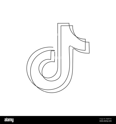 One continuous one line drawing of TikTok logo isolated on white ...