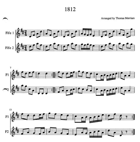 1812 - FIFE AND DRUM SHEET MUSIC