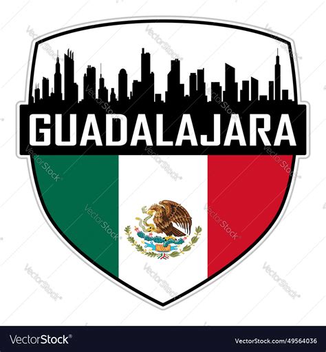 Guadalajara skyline silhouette mexico flag travel Vector Image