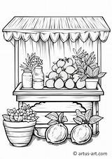Lemonade Stand Coloring Page » Free Download Artus Art sketch template