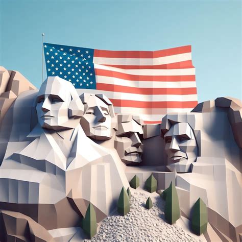 Premium AI Image | Mount Rushmore National Memorial in Origami Style