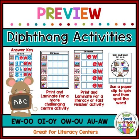 Diphthong Activity Mats - Stop and Smell the Crayons