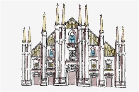 Milan White Transparent, Cartoon Milan Cathedral Illustration, Church ...