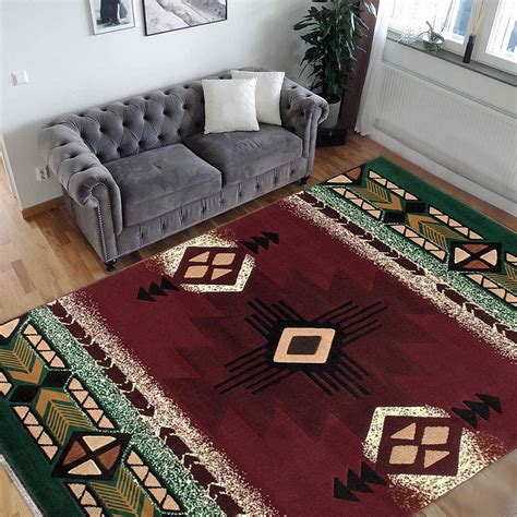 Burgundy, Beige, Sage Green, Modern Contemporary Cabin Rugs - Walmart.com