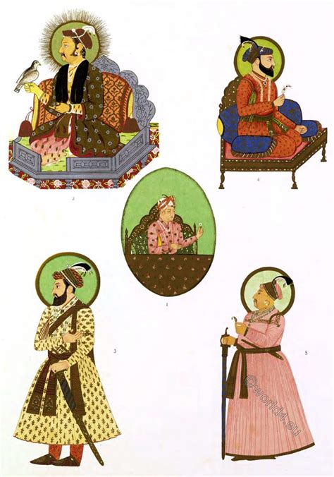 Portraits of five of the best known Mughal emperors of Delhi.