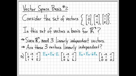 Linear Algebra Example Problems - Vector Space Basis Example #2 - YouTube