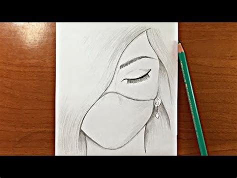 رسم سهل جدا | تعليم رسم بنت حزينة ترتدي كمامة بالرصاص للمبتدئين - YouTube | Disegni