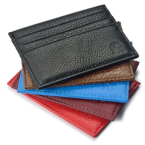 Simple Genuine Cow Leather 6 Card Holders Slim Holders Fashion Multi Color Men Genuine Leather ...