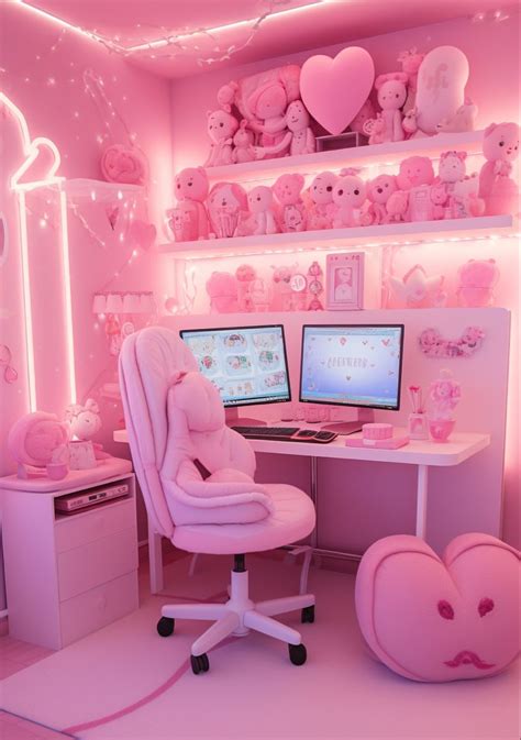 Kawaii Kingdom: Pastel Pink Gaming Setup with Whimsical Accents | Game ...