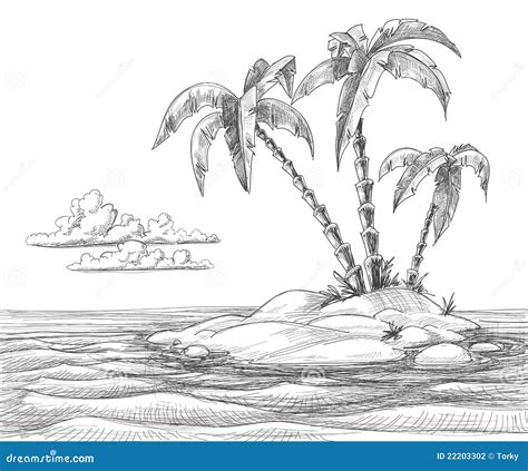 Tropical Island Sketch Stock Photography - Image: 22203302