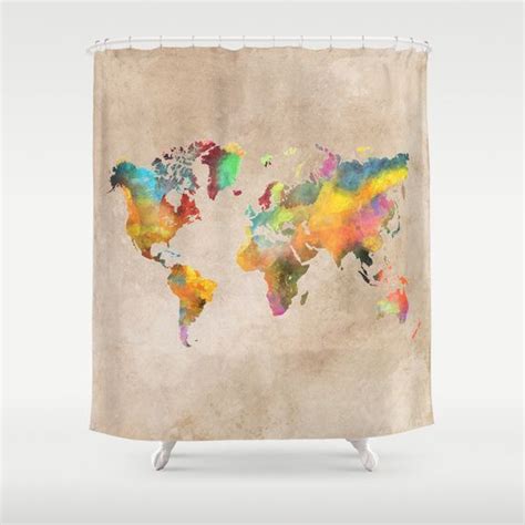 world map | Shower curtain, Curtains, Shower