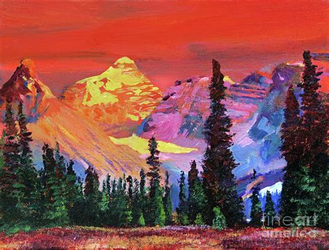 Sunset In The Rocky Mountains Painting by David Lloyd Glover | Pixels