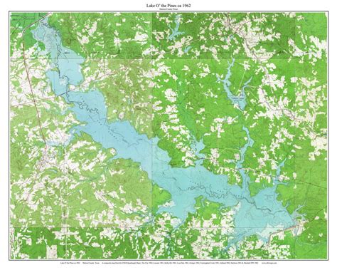 Lake O The Pines 1962 - Custom USGS Old Topo Map - Texas - OLD MAPS