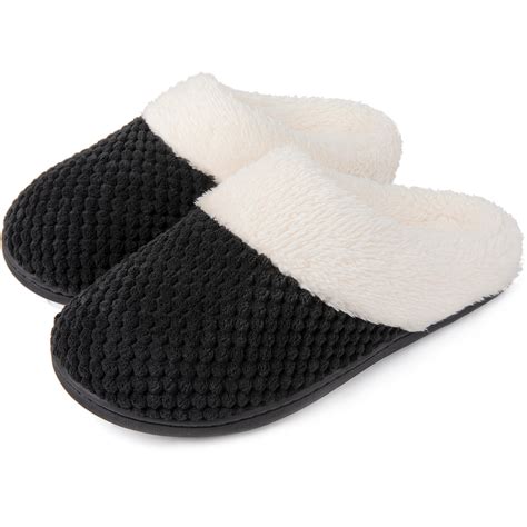 ULTRAIDEAS - Women's Comfort Coral Fleece Memory Foam Slippers Fuzzy Plush Lining Slip-on Clog ...