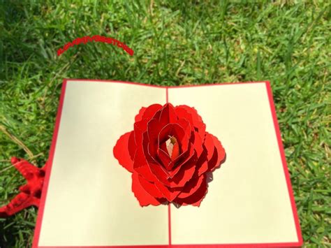 Red Rose Flower pop up card ROSE Pop-Up Card Rose Pop Up | Etsy