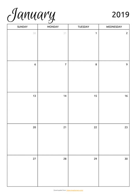 Free Printable Monthly Calendar Template - Printable Templates Free