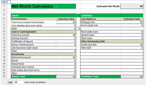 net-worth-calculator-spreadsheet | Mommysavers