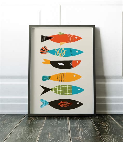 Fish Print Wall Art Wall Art Print Fish Wall Art Mid - Etsy