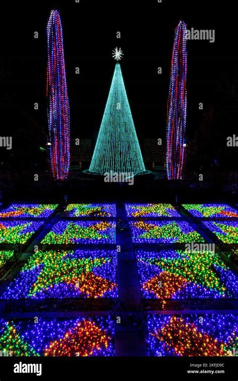 Illuminated Christmas Tree and Quilt Garden at Winter Lights event at ...