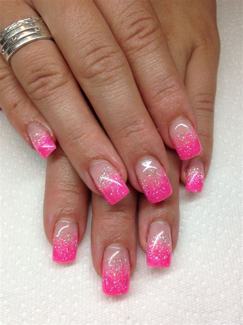 Pink nail art designs, Valentines nail art designs, Glitter tip nails