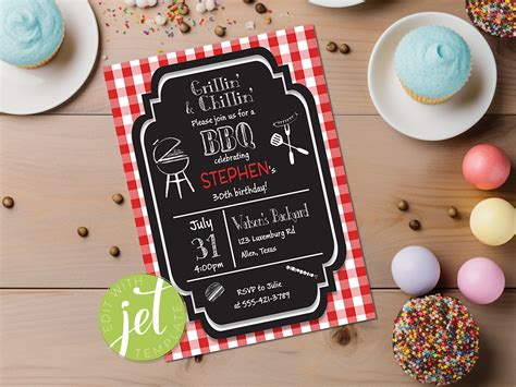 Editable BBQ Birthday Invitation Adult Backyard Barbecue Cookout Party Digital Template INSTANT ...