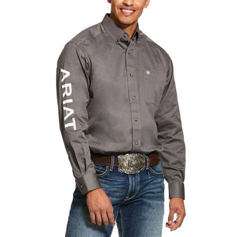 Ariat Mens Long Sleeve Button Down Work Shirt Gray | Shirts, Work shirts, Mens western wear