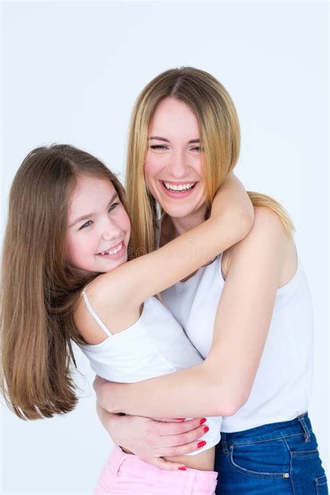 Mom Daughter Hug Happy Feeling Joyful Parenting Stock Photo - Image of little, caucasian: 120453360