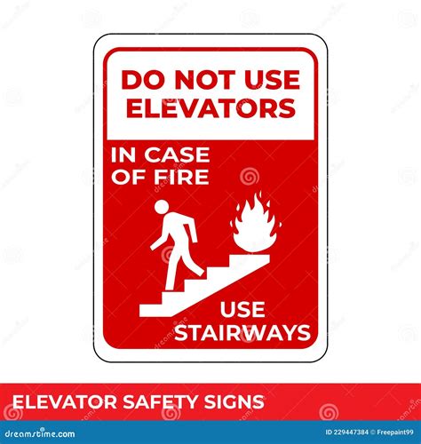 In Case of Fire Use Stairs Do Not Use Elevators Sign with Warning ...