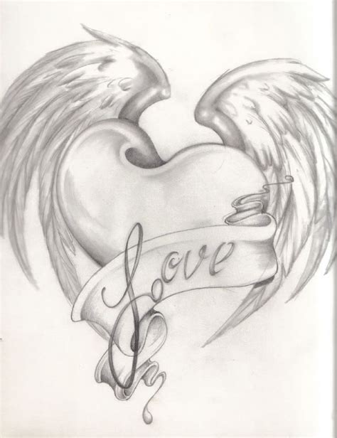 a drawing of a heart with wings | cool drawings | Pinterest | Graphics, Wings and Pictures