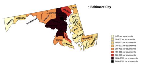 Population Density of Maryland (By County) : r/MapPorn