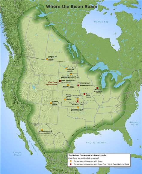 Where the Bison Roam | The Nature Conservancy | Geography map, Historical maps, Native american ...